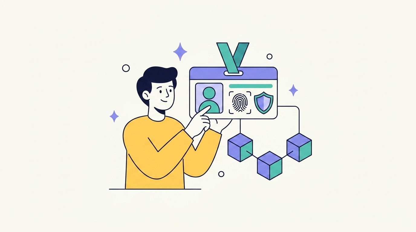 Blockchain and digital identity verification illustration